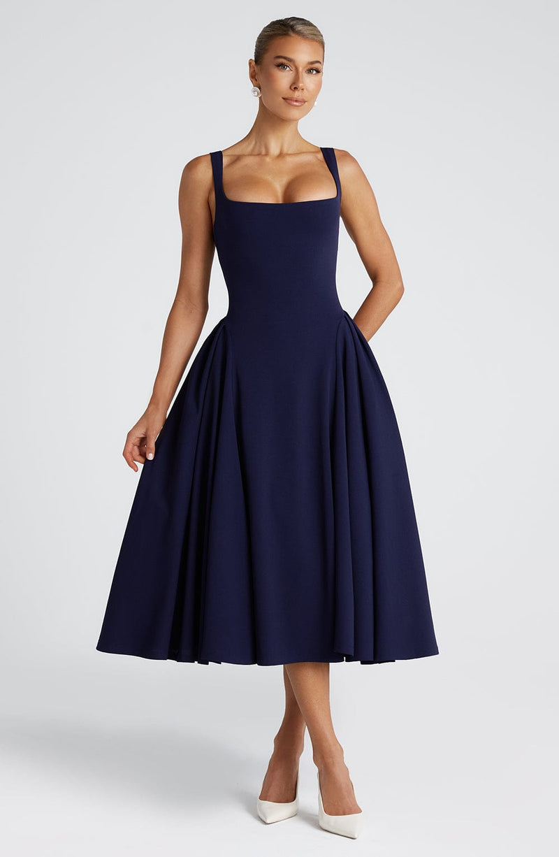 Betty Midi Dress - Navy