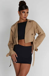 Caprice Cropped Trench Coat - Beige