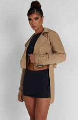 Caprice Cropped Trench Coat - Beige