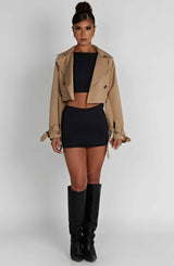 Caprice Cropped Trench Coat - Beige