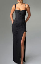 Dalary Maxi Dress - Black Lined