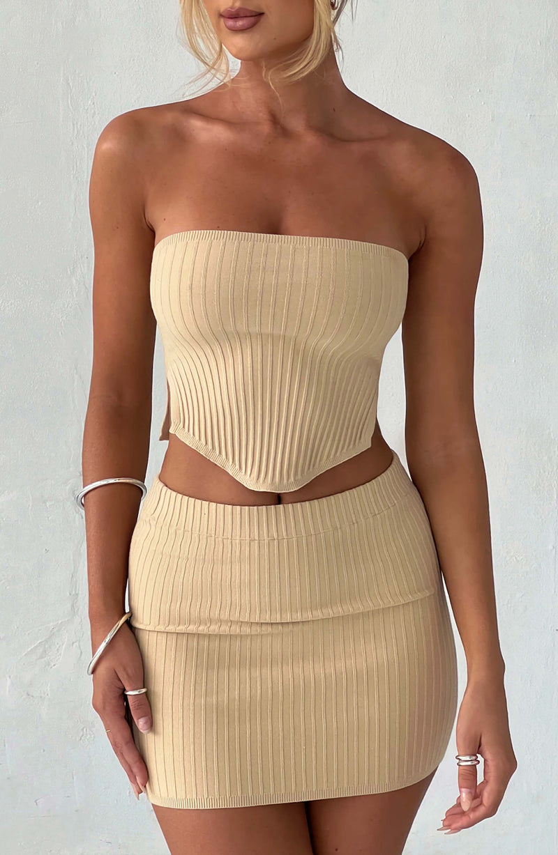 Jaz Mini Skirt - Beige