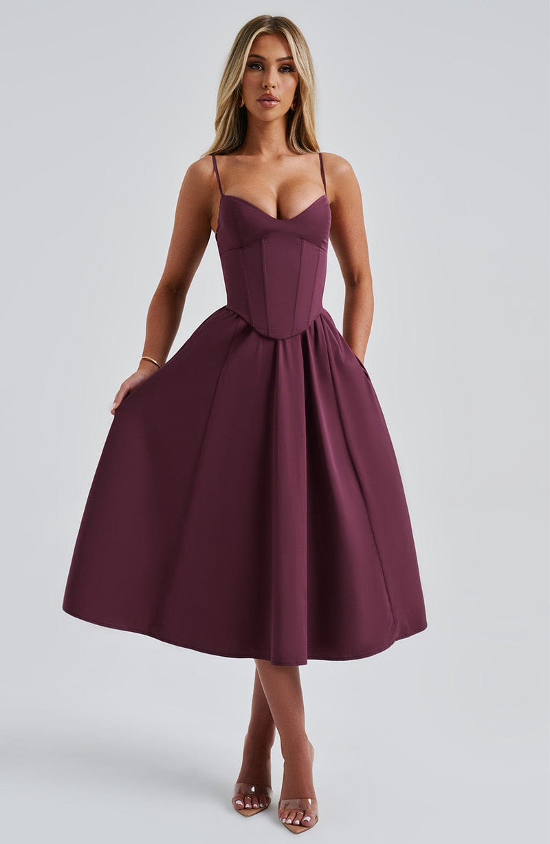 Mariella Midi Dress - Cherry Lacquer