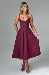 Mariella Midi Dress - Cherry Lacquer