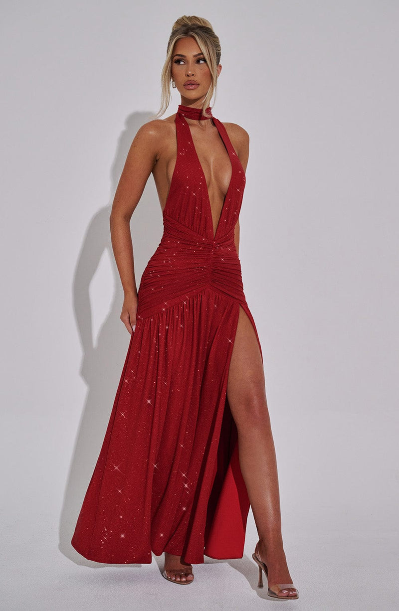 Melania Maxi Dress - Red Sparkle