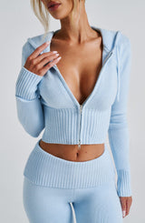 Portia Knit Hoodie - Baby Blue