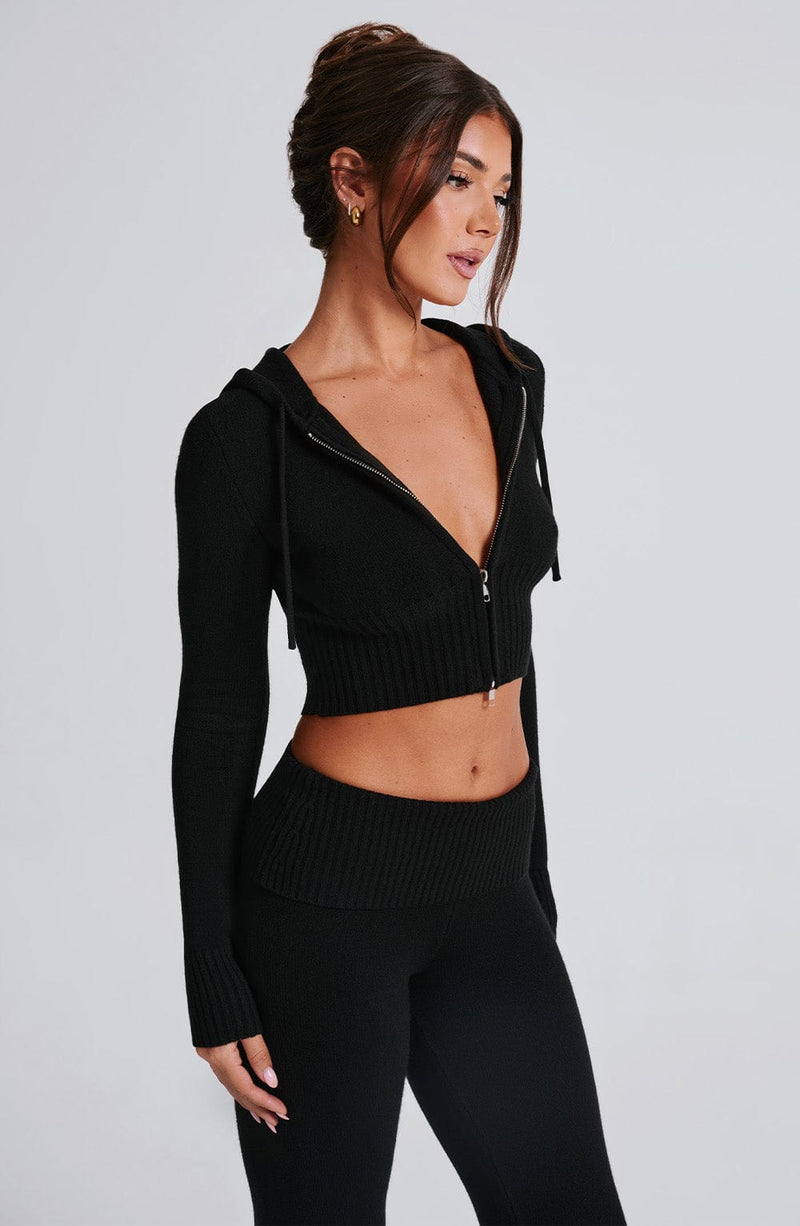 Portia Knit Hoodie - Black