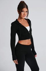 Portia Knit Hoodie - Black