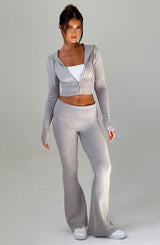 Portia Knit Pants - Light Grey Marl