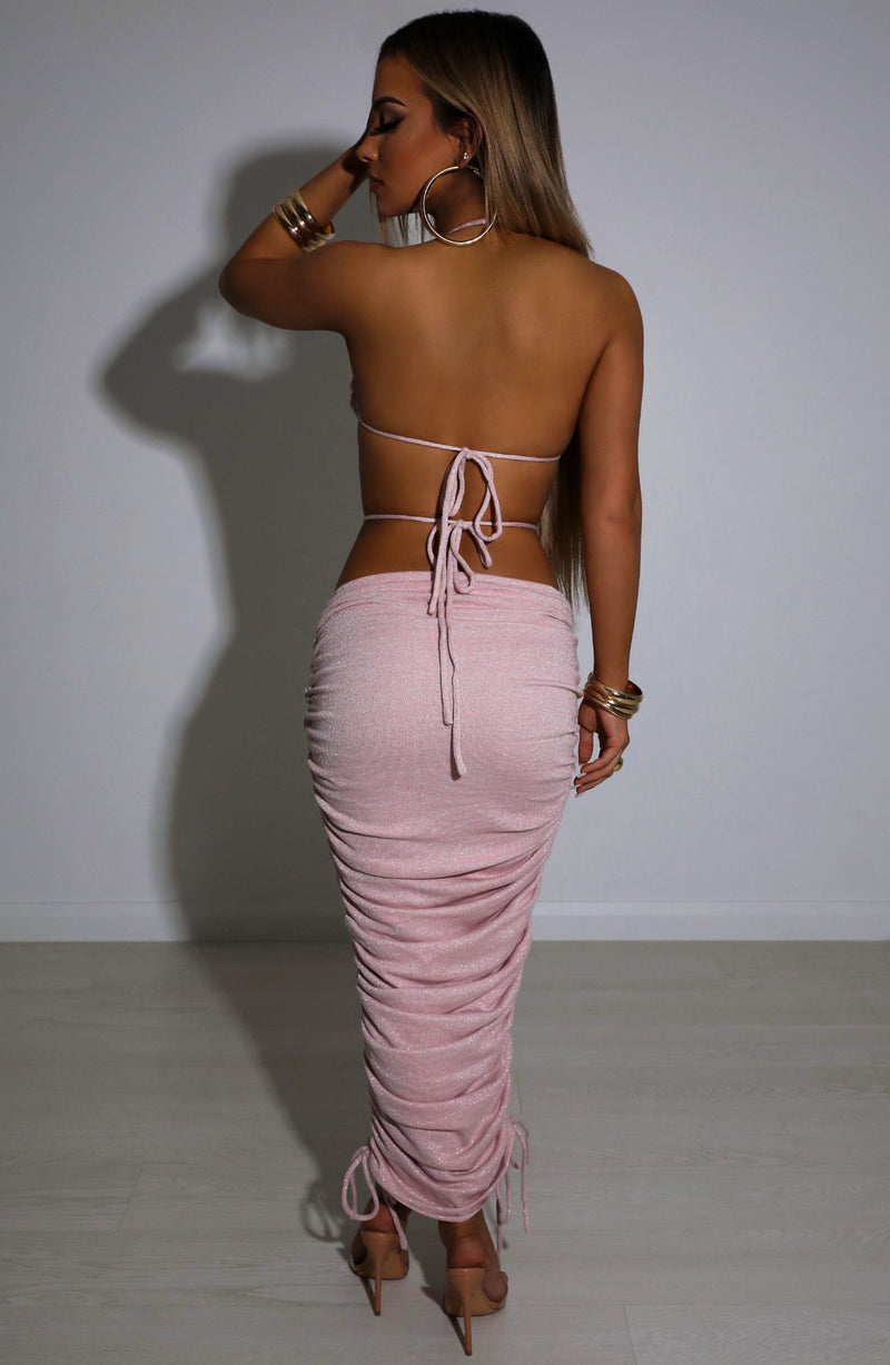 Valencia Maxi Skirt - Baby Pink Sparkle