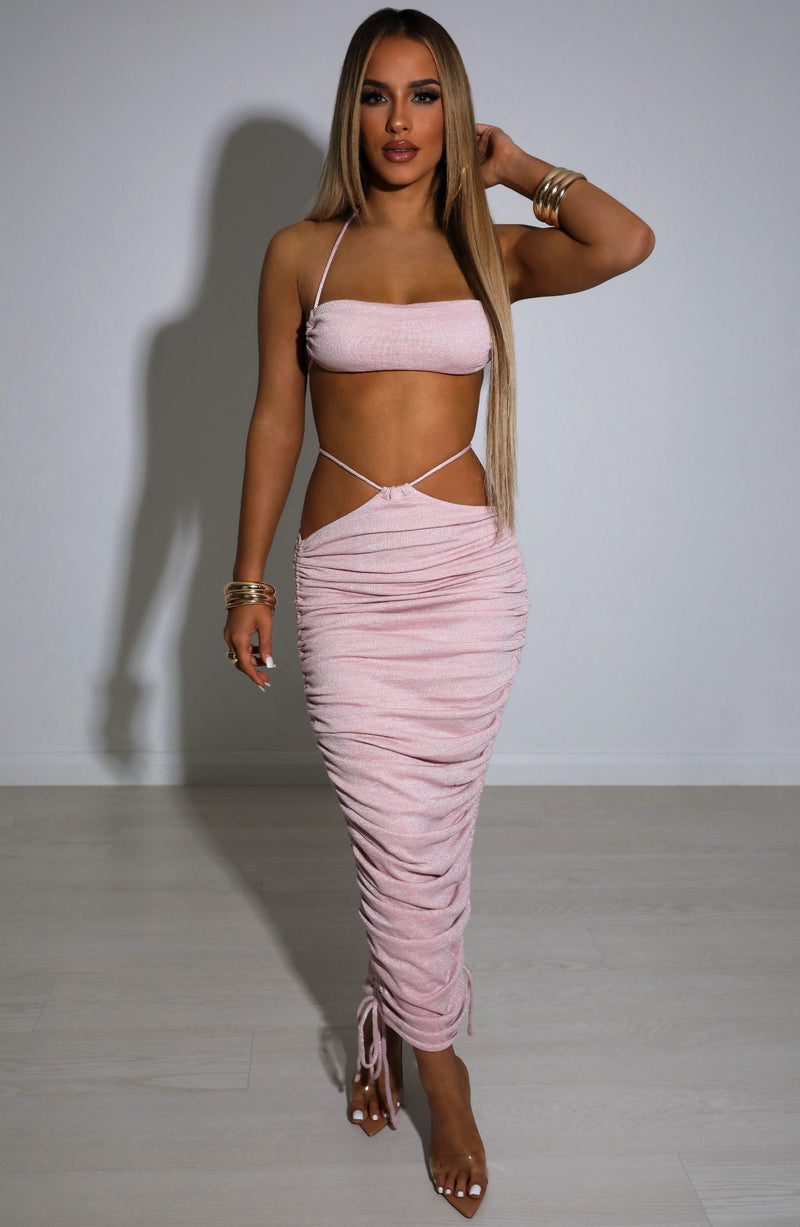 Valencia Maxi Skirt - Baby Pink Sparkle